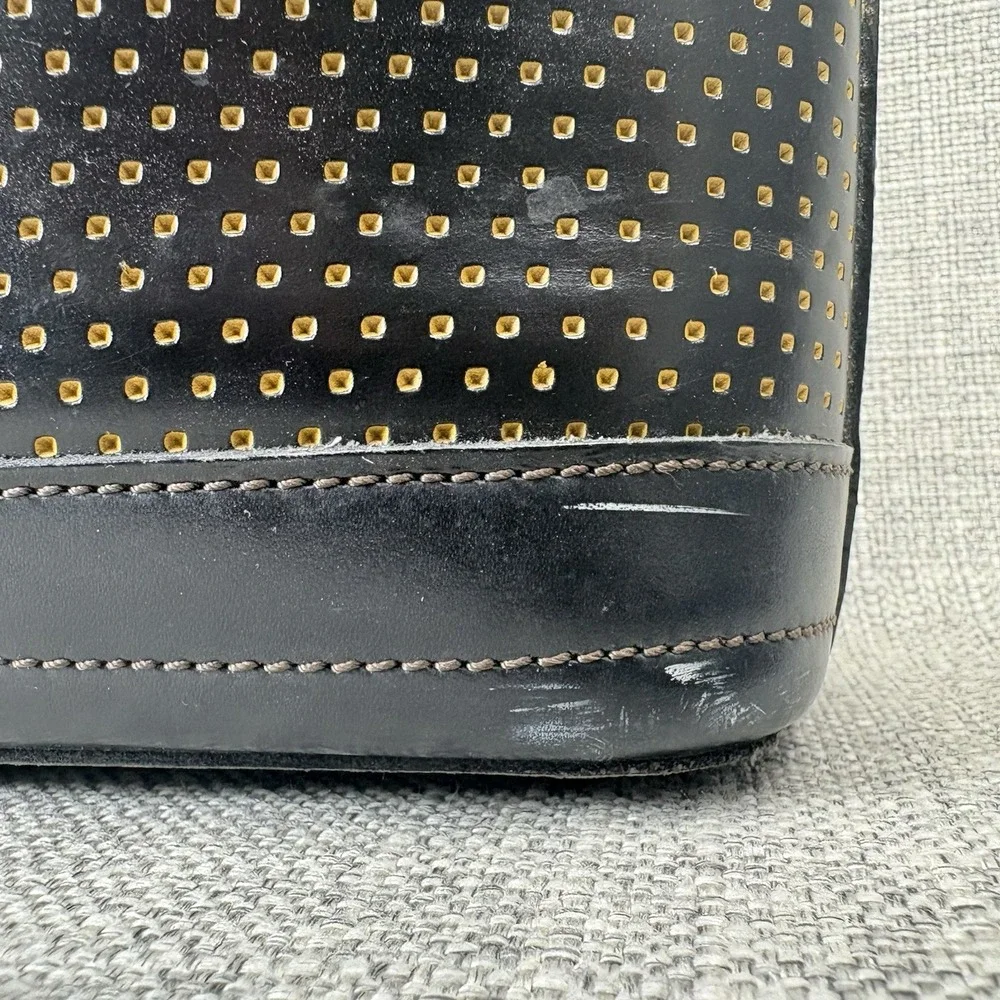 Dooney & Bourke Vintage Black Perforated Leather Shoulder Bag Made in USA Hobo